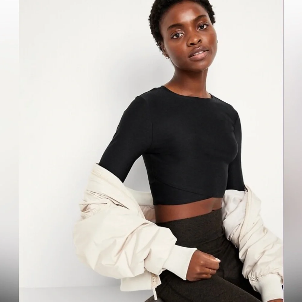Old Navy Cloud + Ultra Cropped Wrap Front Top